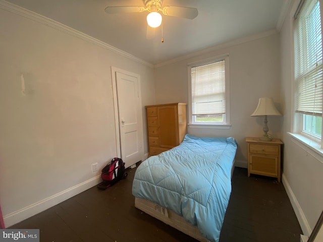 6752 Harding Hwy, Mays Landing, NJ 08330 - bedroom featuring ornamental molding, wood finished floors, and a ceiling fan