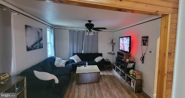 6752 Harding Hwy, Mays Landing, NJ 08330 - living area featuring wood finished floors and ceiling fan