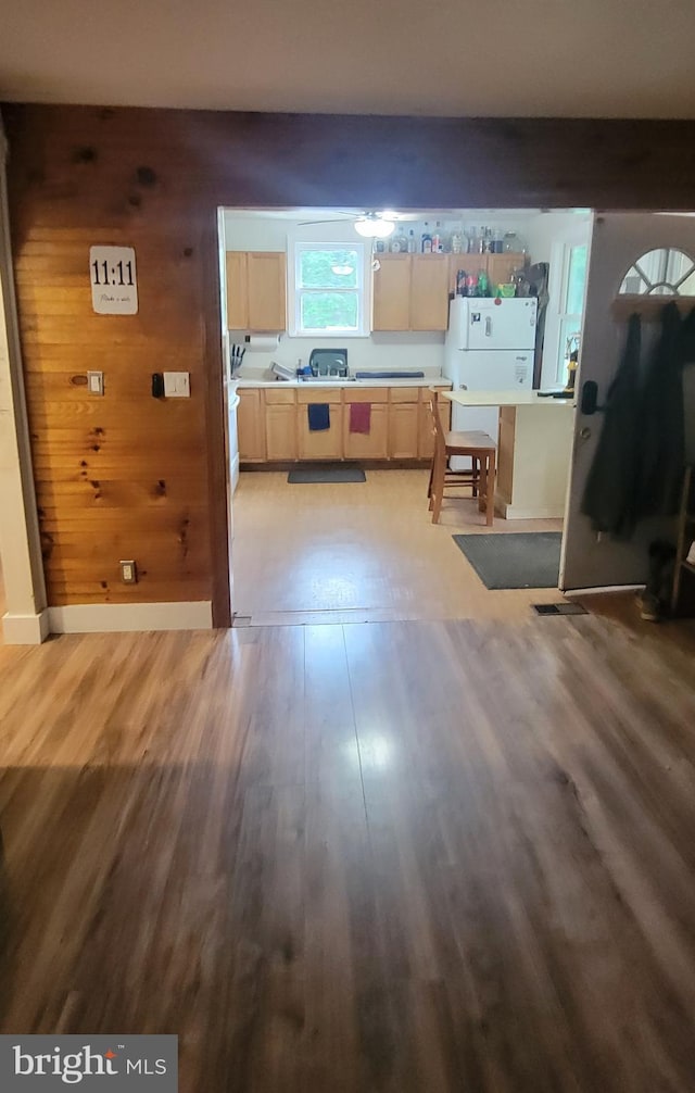 6752 Harding Hwy, Mays Landing, NJ 08330 - hall featuring light wood-type flooring and wooden walls