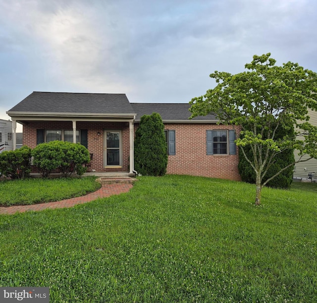 344 Dayspring Ln, Hagerstown, MD 21742 - single story home with brick siding, a front yard, and roof with shingles