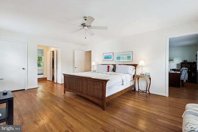 9417 Reach Rd, Potomac, MD 20854 - bedroom featuring wood finished floors, baseboards, and a ceiling fan