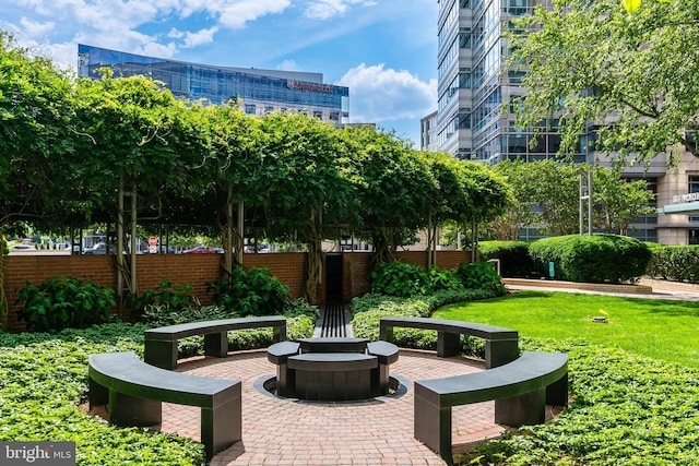 851 N Glebe Rd Unit 1413, Arlington, VA 22203 - view of home's community with an outdoor fire pit and a lawn