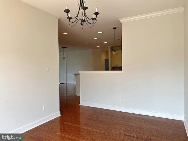 1039 Burgundy Cir, Pennsburg, PA 18073 - unfurnished room featuring a chandelier, recessed lighting, wood finished floors, and crown molding