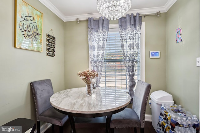 2203 Pyle St, Wilmington, DE 19805 - dining space featuring ornamental molding and a chandelier