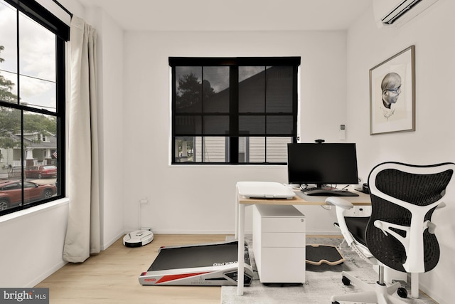 4020 35th St Unit B, Mount Rainier, MD 20712 - office with wood finished floors and a wall mounted air conditioner