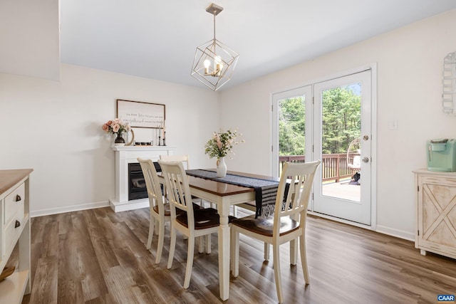 366 Saint Ivy Ave, Troy, VA 22974 - dining space featuring wood finished floors and a chandelier