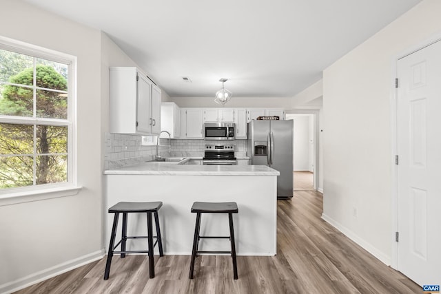 366 Saint Ivy Ave, Troy, VA 22974 - kitchen with appliances with stainless steel finishes, a peninsula, wood finished floors, and light countertops