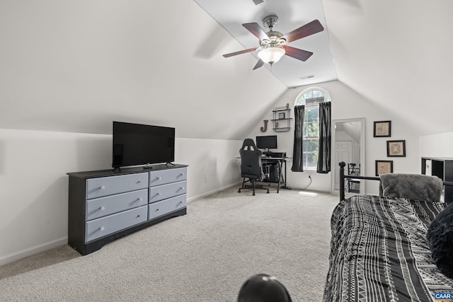 366 Saint Ivy Ave, Troy, VA 22974 - bedroom featuring carpet floors, vaulted ceiling, and ceiling fan