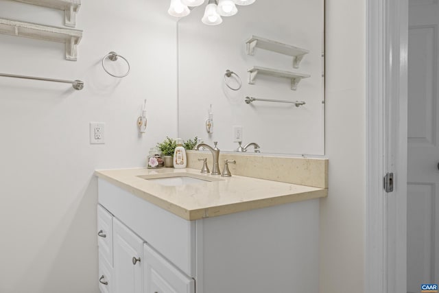 366 Saint Ivy Ave, Troy, VA 22974 - bathroom with vanity and a chandelier