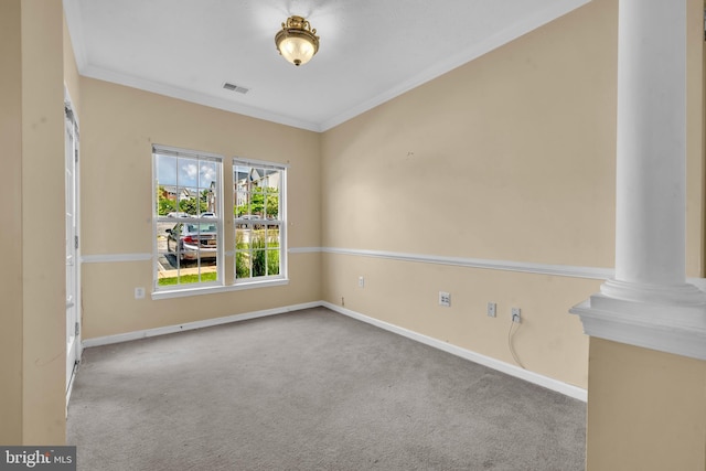 2495 Amber Orchard Ct E Unit 101, Odenton, MD 21113 - carpeted empty room with ornate columns, ornamental molding, and baseboards