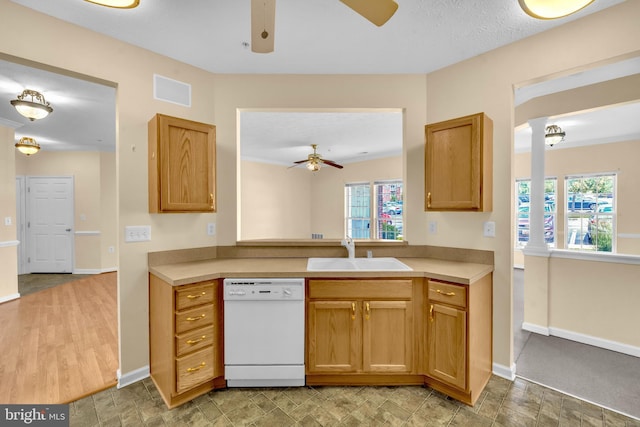 2495 Amber Orchard Ct E Unit 101, Odenton, MD 21113 - kitchen featuring dishwasher, a sink, a ceiling fan, and plenty of natural light