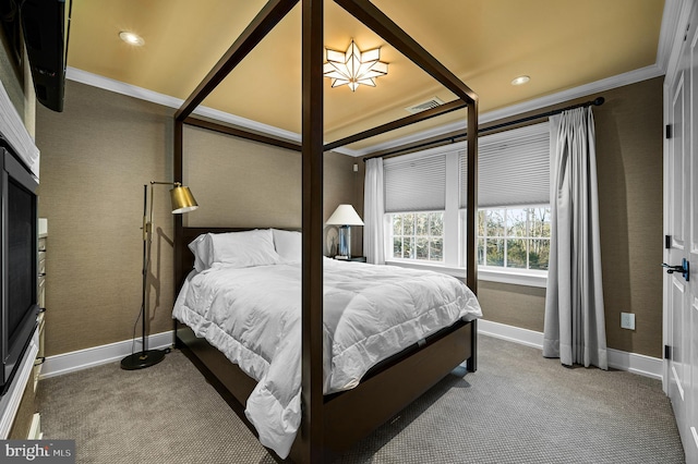 2029 E Buckshutem Rd, Millville, NJ 08332 - bedroom with carpet, baseboards, recessed lighting, and ornamental molding