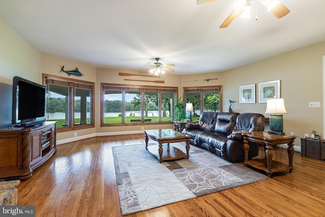 3950 Island Crk, Broomes Island, MD 20615 - living room with ceiling fan and wood finished floors