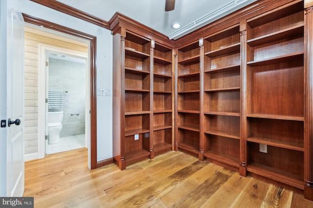 11218 Monticello Ave, Silver Spring, MD 20902 - walk in closet with light wood-style flooring and ceiling fan