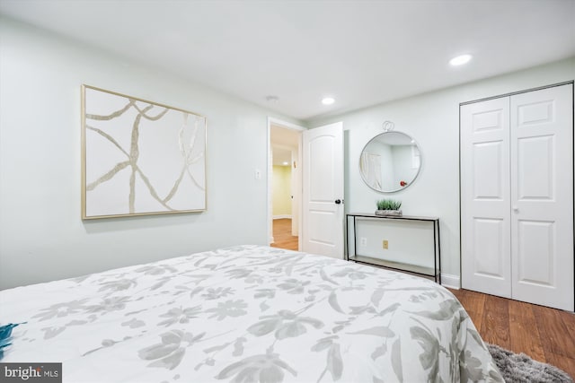 11218 Monticello Ave, Silver Spring, MD 20902 - bedroom featuring wood finished floors, a closet, and recessed lighting