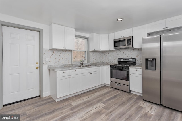 218 Sewell Ave, Hamilton, NJ 08610 - kitchen featuring appliances with stainless steel finishes, a sink, white cabinetry, and recessed lighting