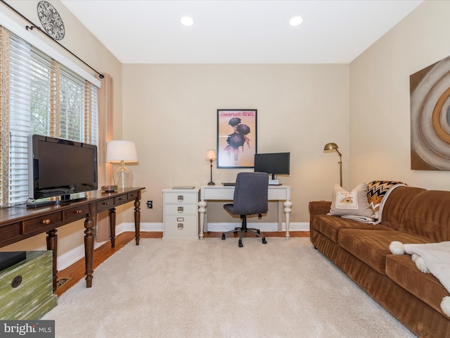 22324 Canterfield Way, Germantown, MD 20876 - home office with baseboards, recessed lighting, and wood finished floors