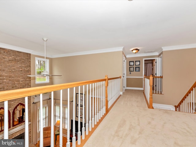 22324 Canterfield Way, Germantown, MD 20876 - hall featuring an upstairs landing, crown molding, carpet floors, and baseboards