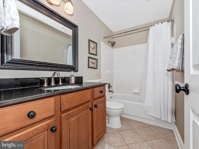 22324 Canterfield Way, Germantown, MD 20876 - full bathroom featuring vanity, toilet, shower / bathtub combination with curtain, and tile patterned floors