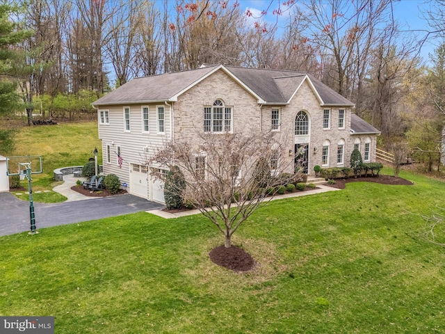 22324 Canterfield Way, Germantown, MD 20876 - colonial inspired home with driveway, an attached garage, a front yard, and a shingled roof
