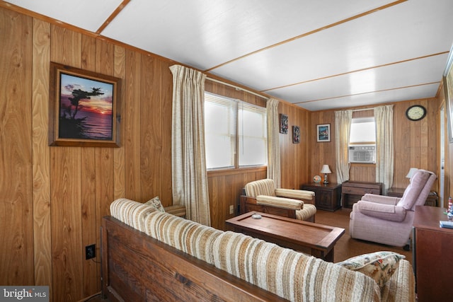 8096 Mire Pond One, Chincoteague Island, VA 23336 - living area with wood walls and cooling unit