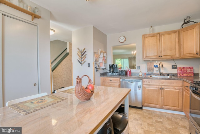 60 Jones Valley Cir, Baltimore, MD 21209 - kitchen with appliances with stainless steel finishes, light brown cabinets, and dark countertops