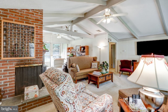 1534 Benton Hollow Rd, Drumore, PA 17518 - carpeted living room featuring a ceiling fan and a fireplace