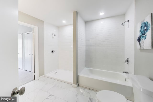 8102 Aspenwood Way, Jessup, MD 20794 - bathroom with marble look tile flooring, shower / tub combination, and recessed lighting