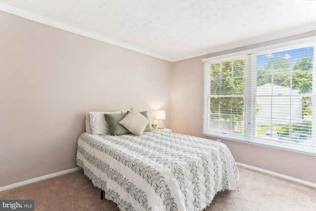 1646 Sierra Woods Dr, Reston, VA 20194 - bedroom with carpet flooring, baseboards, ornamental molding, and a textured ceiling