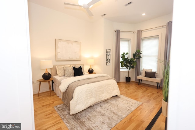 1622 19th St NW Unit 2, Washington, DC 20009 - bedroom featuring light wood-style floors, ceiling fan, and recessed lighting