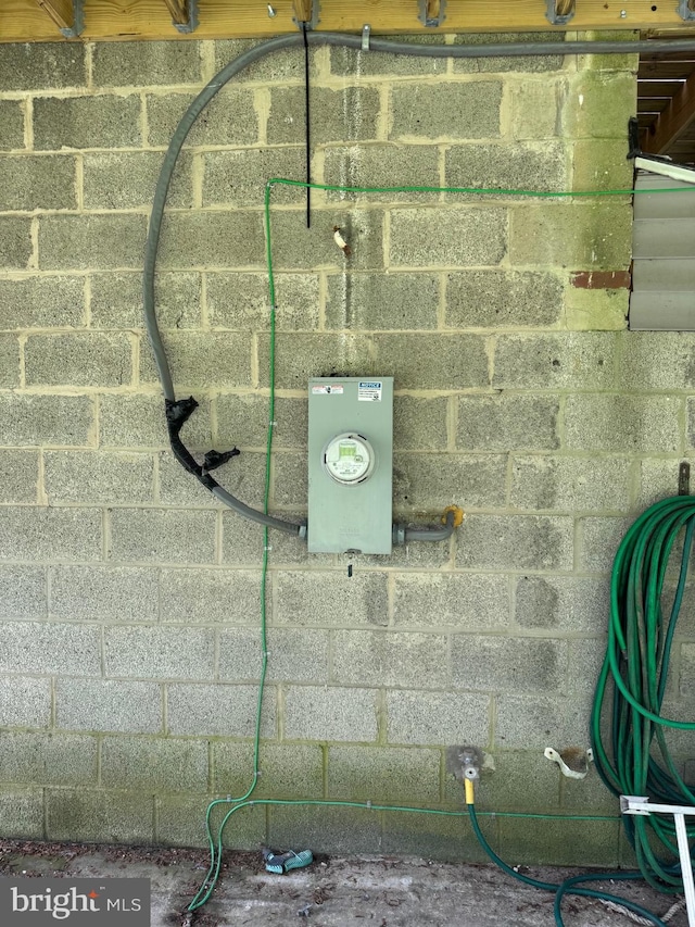 3236 George St, Baltimore, MD 21220 - exterior view of electric meter and concrete block siding