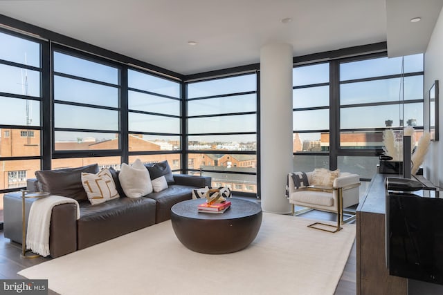 1300 4th St SE Unit 715, Washington, DC 20003 - living area with a wall of windows and wood finished floors
