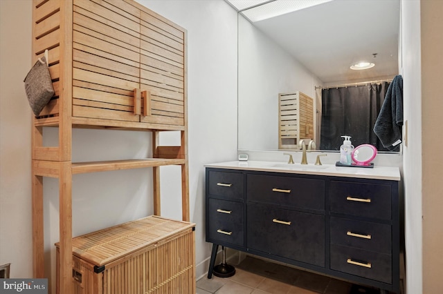 1100 Vine St Unit 1409, Philadelphia, PA 19107 - full bathroom with vanity, tile patterned flooring, and recessed lighting
