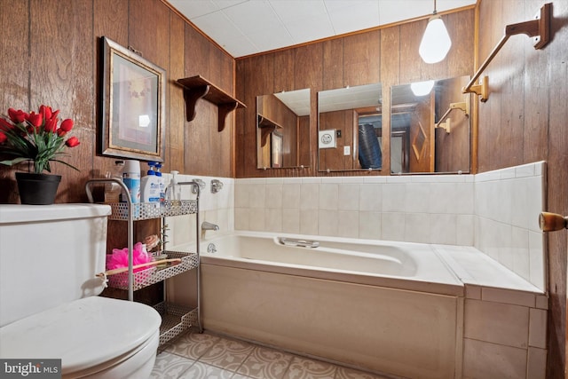 5450 Erdrick St, Philadelphia, PA 19124 - full bathroom featuring wood walls and a bath
