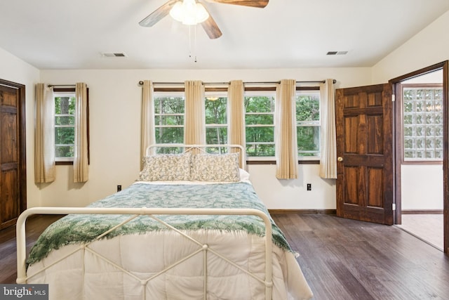13 Plymouth, Tabernacle, NJ 08088 - bedroom with dark wood finished floors, multiple windows, and a ceiling fan
