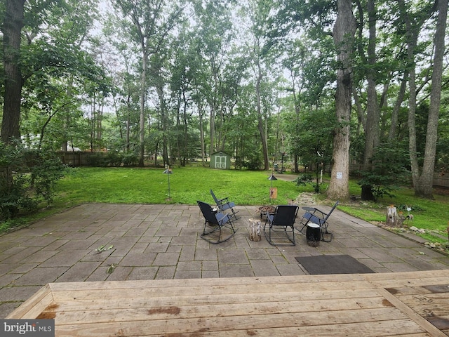 13 Plymouth, Tabernacle, NJ 08088 - view of patio / terrace with a storage shed