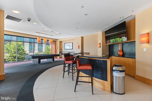 155 Potomac Psge Unit 817, Oxon Hill, MD 20745 - bar area with plenty of natural light, recessed lighting, light tile patterned flooring, billiards, and pendant lighting