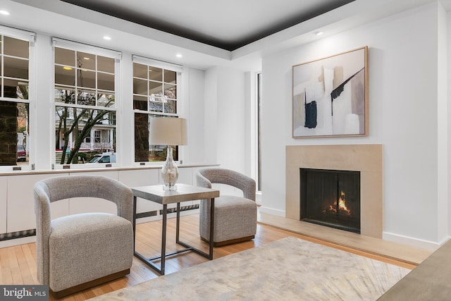 2950 Macomb St NW, Washington, DC 20008 - sitting room with recessed lighting, a fireplace, and wood finished floors