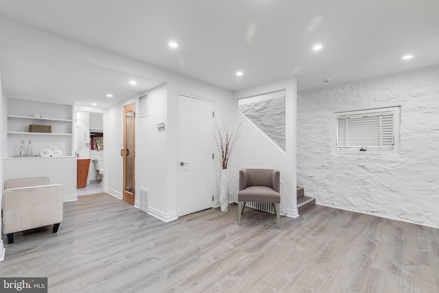 2950 Macomb St NW, Washington, DC 20008 - sitting room featuring recessed lighting, wood finished floors, and stairs