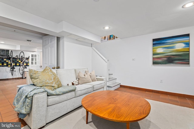 1850 Irving St NW, Washington, DC 20010 - living area featuring stairway, recessed lighting, and tile patterned flooring
