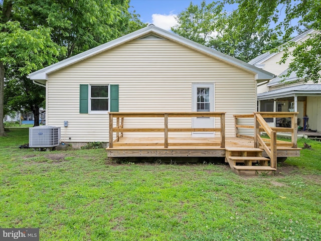 213 S 6th St, Denton, MD 21629 - rear view of house with a lawn and a wooden deck