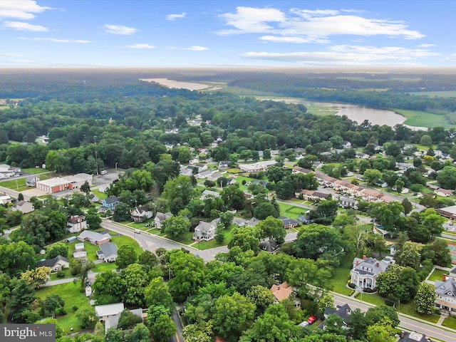 213 S 6th St, Denton, MD 21629 - aerial perspective of suburban area with a large body of water