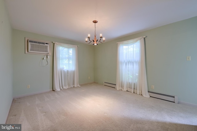 1549 Willoughby Cir, Manheim, PA 17545 - carpeted empty room with healthy amount of natural light, baseboard heating, a wall mounted air conditioner, and a chandelier