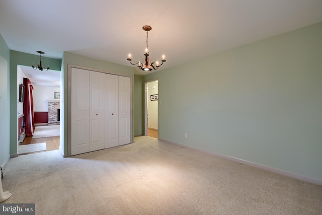 1549 Willoughby Cir, Manheim, PA 17545 - unfurnished bedroom with a chandelier, carpet flooring, and a closet