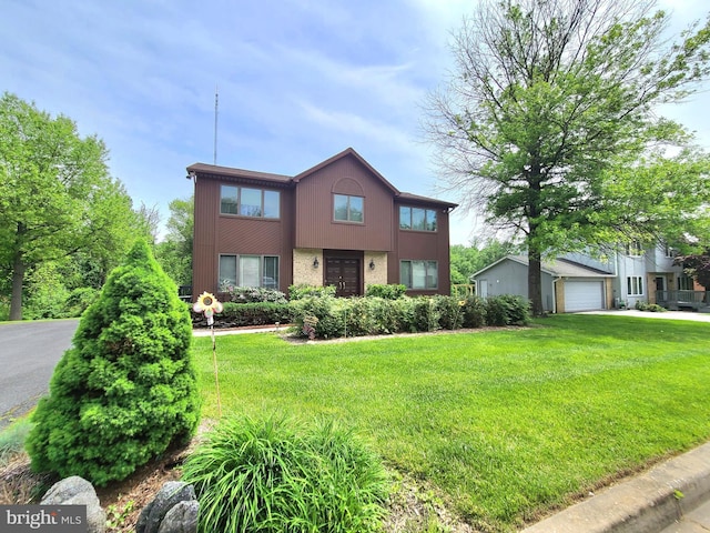 3747 Spring Lake Ln, Owings Mills, MD 21117 - view of property with a garage and a front lawn