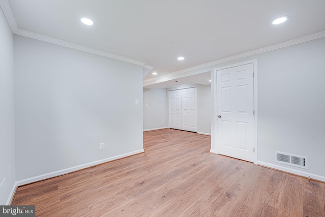 4721 Springbrook Dr, Annandale, VA 22003 - below grade area with recessed lighting, wood finished floors, and ornamental molding