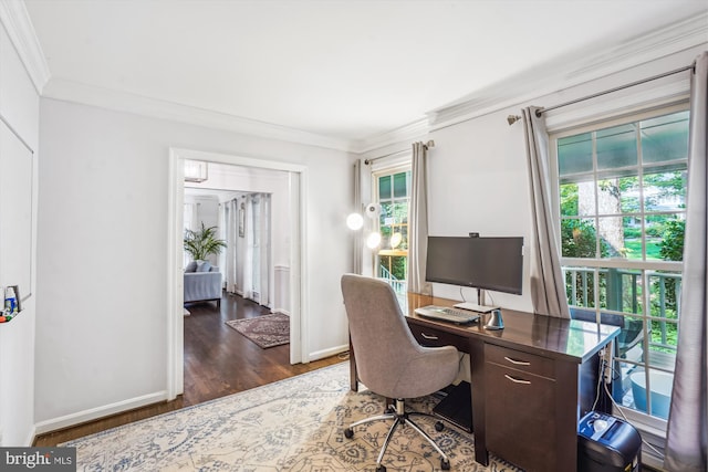 1399 Old Quincy Ln, Reston, VA 20194 - office area featuring dark wood-style floors and crown molding