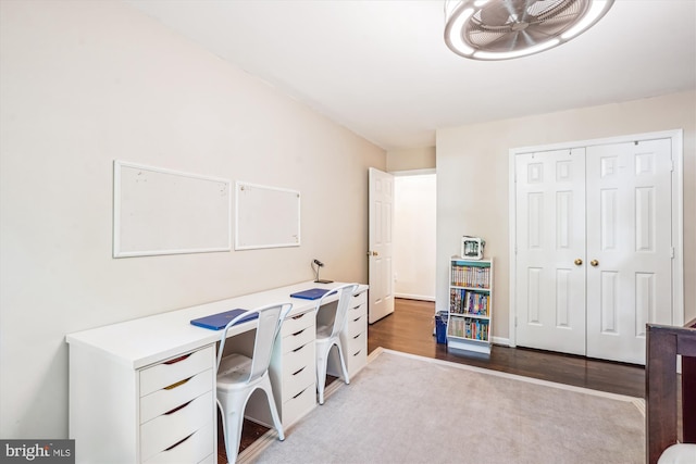 1399 Old Quincy Ln, Reston, VA 20194 - office area with wood finished floors and a ceiling fan