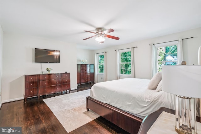 1399 Old Quincy Ln, Reston, VA 20194 - bedroom with multiple windows, wood finished floors, and ceiling fan