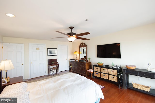 304 Academy St Unit 202, Cambridge, MD 21613 - bedroom with wood finished floors, recessed lighting, and a ceiling fan